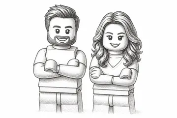 Smiling small character designs couple, Creative Studio · small character designs style, CO2 laser engraving file, — free download