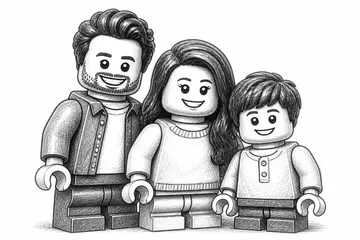 Small character designs family portrait, Creative Studio · small character designs style, CO2 laser engraving file, — free download