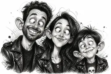 Funny cartoon family portrait, Creative Studio · Funny Cartoon style, CO2 laser engraving file, — free download