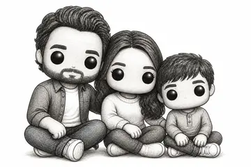 Shelf-display character family portrait, Creative Studio · shelf-display character designs style, CO2 laser engraving file, — free download