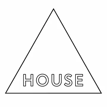 Triangle with house text, Outline style, CO2 laser engraving file, — free download